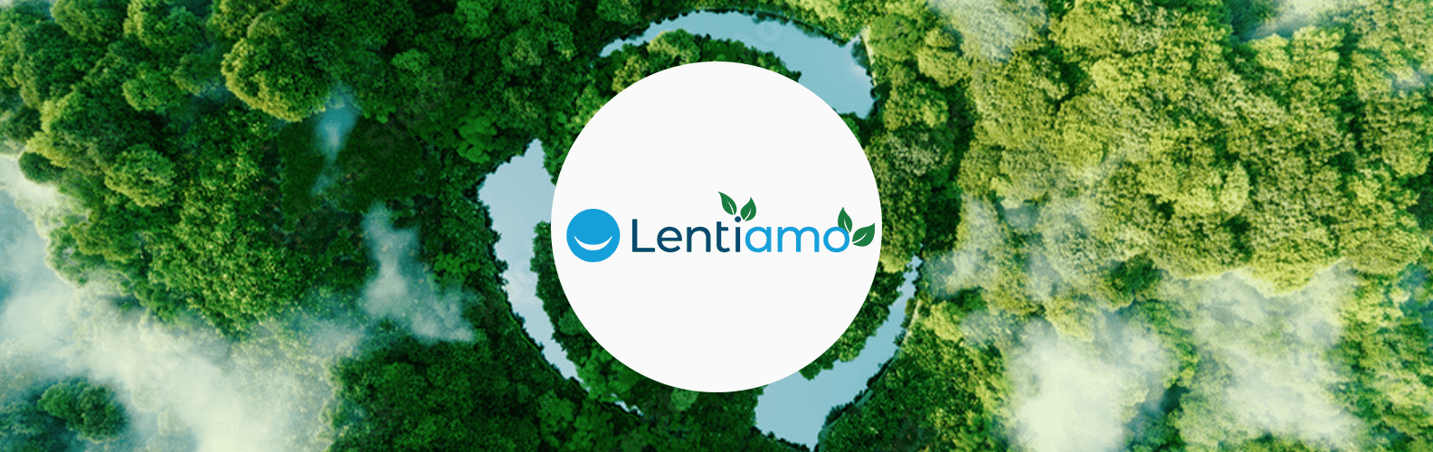 Logotipo de Lentiamo sobre un bosque verde