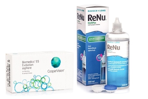 Biomedics 55 Evolution CooperVision (6 lentillas) + ReNu MultiPlus 360 ml con estuche