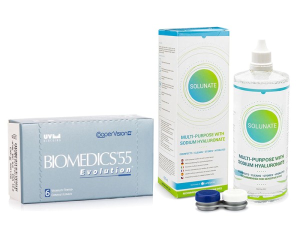 Biomedics 55 Evolution CooperVision (6 lentillas) + Solunate Multi-Purpose 400 ml con estuche