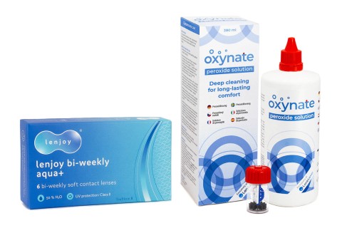 Lenjoy Bi-weekly Aqua+ (6 lentillas) + Oxynate Peroxide 380 ml con estuche