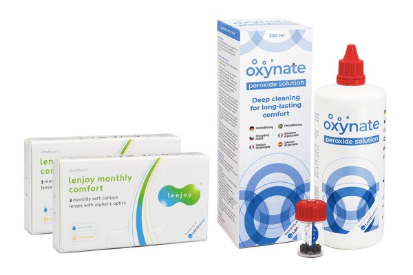 Lenjoy Monthly Comfort (6 lentillas) + Oxynate Peroxide 380 ml con estuche