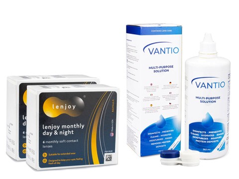 Lenjoy Monthly Day & Night (12 lentillas) + Vantio Multi-Purpose 360 ml con estuche