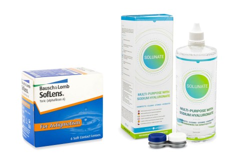 SofLens Toric (6 lentillas) + Solunate Multi-Purpose 400 ml con estuche